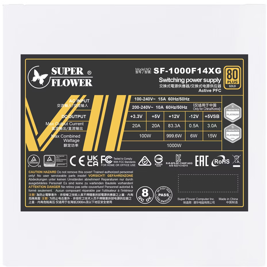 Super Flower - Fuente Super Flower Leadex VII XG 1000W 80+ Gold PCIE5 Blanca