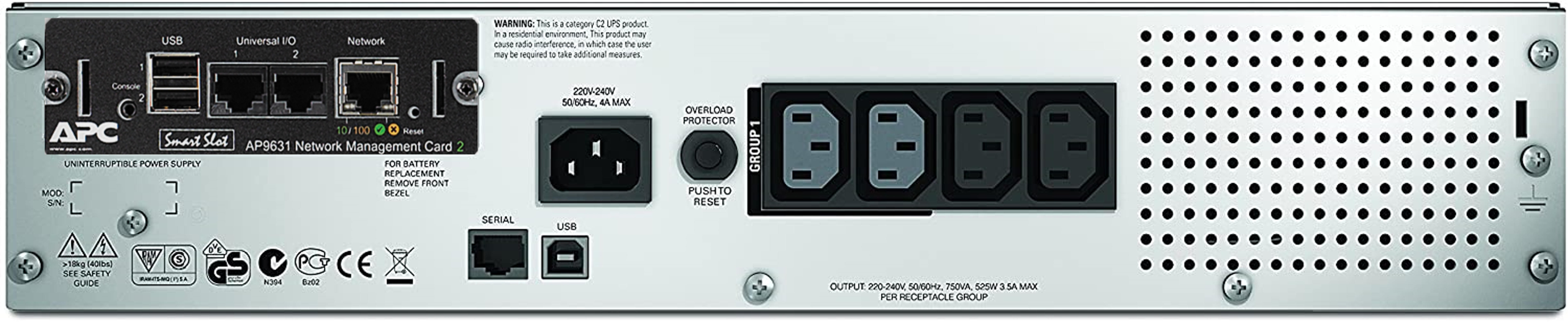 APC - UPS APC Smart-UPS 750VA LCD RM 2U 230V con Tarjeta de Red