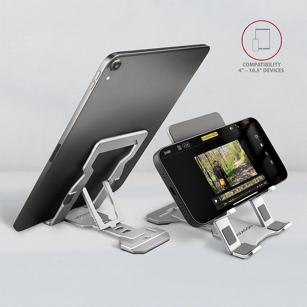 AXAGON - Soporte Mesa AXAGON STND-M Ajustable para Smartphone/Tablet Plata