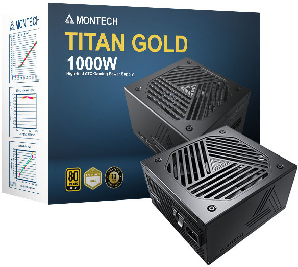 Montech - Fuente Modular Montech Titan 1000W 80 PLUS & Cybenetics Gold, PCIe 5.0