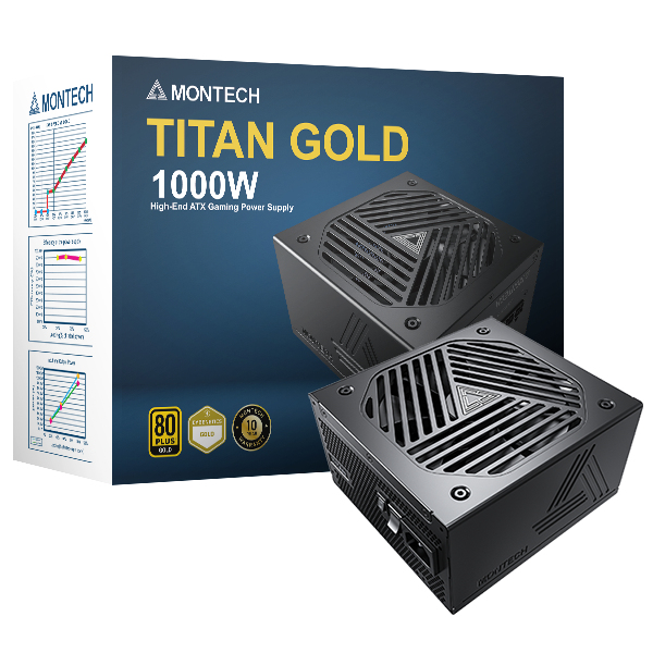 Montech - Fuente Modular Montech Titan 1000W 80 PLUS & Cybenetics Gold, PCIe 5.0