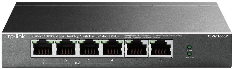 TP-Link - Switch TP-Link TL-SF1006P 10/100 Mbps 6 Portas con 4 Portas PoE+