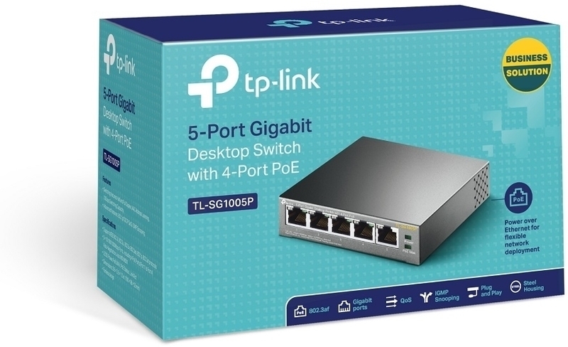 TP-Link - Switch TP-Link TL-SG1005P 5 Portas Gigabit c/ 4 Portas PoE