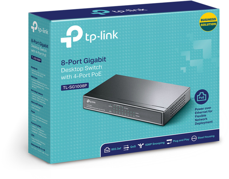 TP-Link - Switch TP-Link TL-SG1008P 8 Portas Gigabit c/ 4 Portas PoE