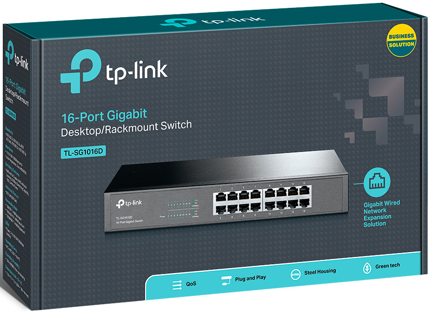 TP-Link - Switch TP-Link TL-SG1016D 16 Portas Gigabit UnManaged Rack Myntable