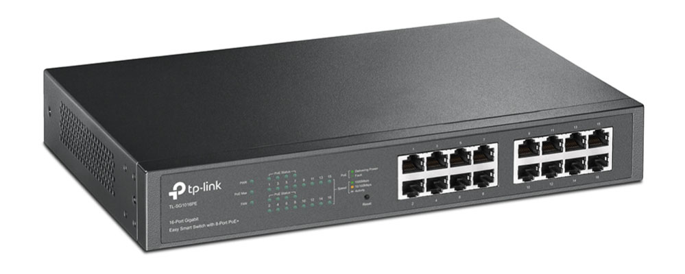 TP-Link - Switch TP-Link SG1016PE 16 Portas Gigabit Smart Managed PoE+ Rack Myntable