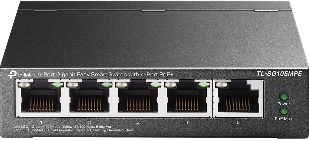 TP-Link - Switch TP-Link SG105MPE 5 Portas Gigabit Easy Smart Switch c/ 4 Portas PoE+