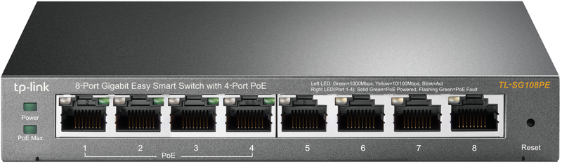 TP-Link - Switch TP-Link TL-SG108PE 8 Portas Gigabit Easy Smart c/ 4 Portas PoE+