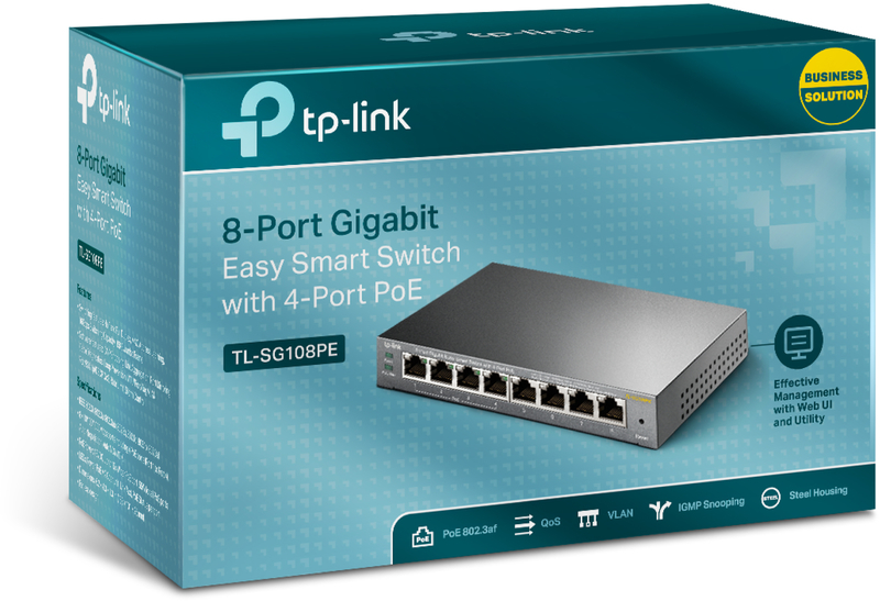 TP-Link - Switch TP-Link TL-SG108PE 8 Portas Gigabit Easy Smart c/ 4 Portas PoE+