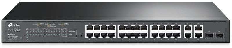 TP-Link - Switch TP-Link SL2428P JetStream 24 Portas 10/100 Mbps + 4 Portas Gigabit Smart Switch c/ 24 Portas PoE+