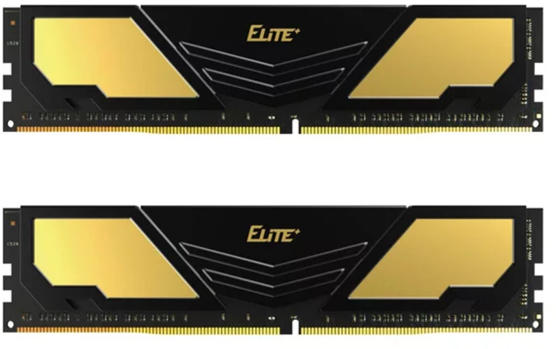 Team Group - Team Group Kit 8GB (2 x 4GB) DDR4 2666MHz Elite Plus Negro / Dourado CL19