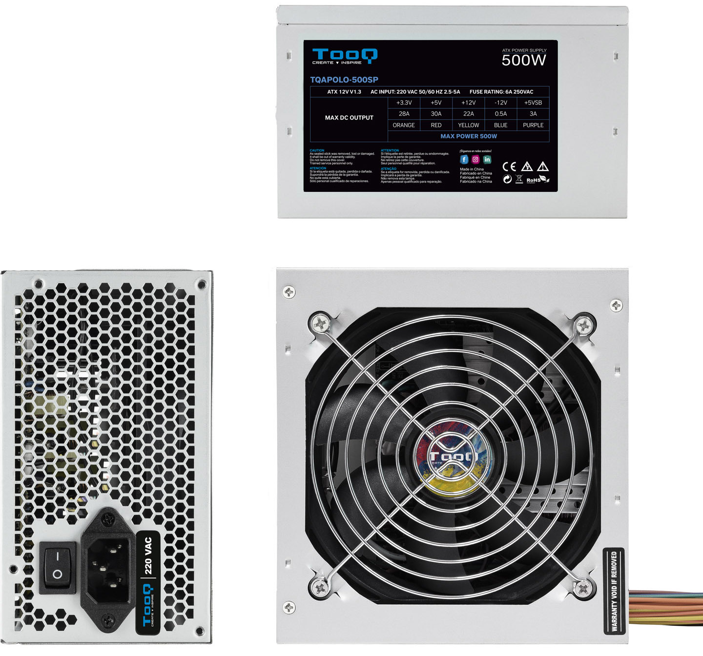 Tooq - Fuente Alimentación Tooq 500W PFC Activo