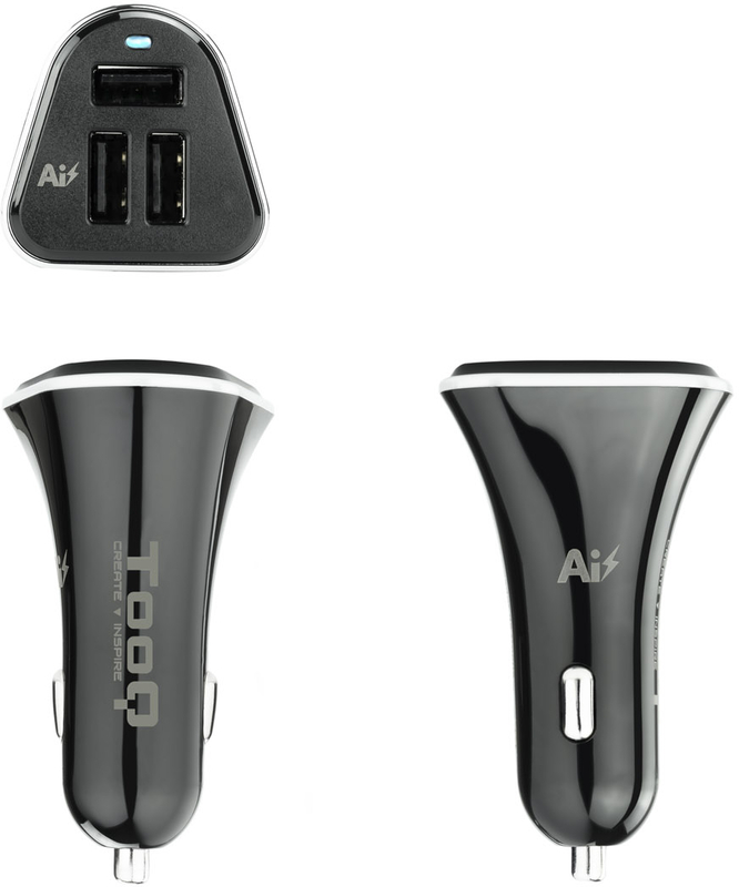 Tooq - Cargador de Isqueiro Tooq 3x USB 5V/5.2A Negro