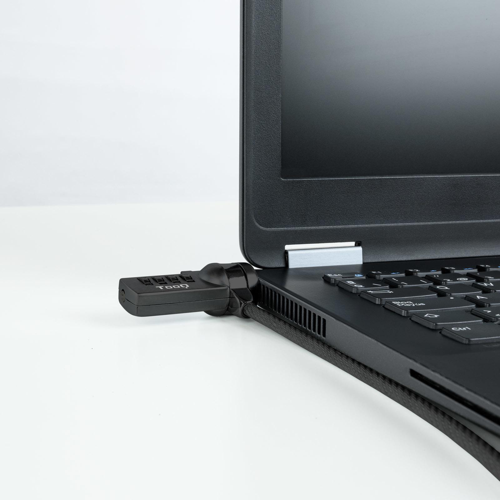 Tooq - Cable de Seguridad para Portátil con Combinación 1,5 M Gris Oscuro