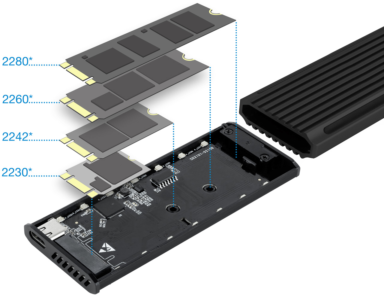 Tooq - Caja Externa SSD Tooq M.2 NGFF/NVMe SSD - USB 3.1 Gen 2 USB-C RGB