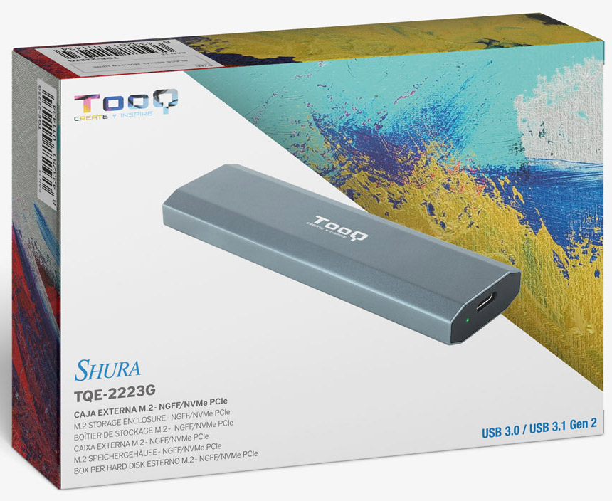 Tooq - Caja Externa SSD Tooq M.2 NGFF/NVMe SSD - USB 3.1 Gen 2 Gris