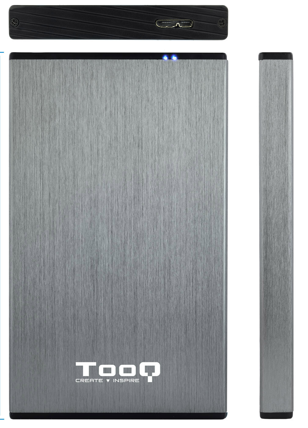 Tooq - Caja Externa HDD Tooq 2.5" SATA (9,5mm) - USB 3.0/3.1 Gen 1 Gris Metalizado