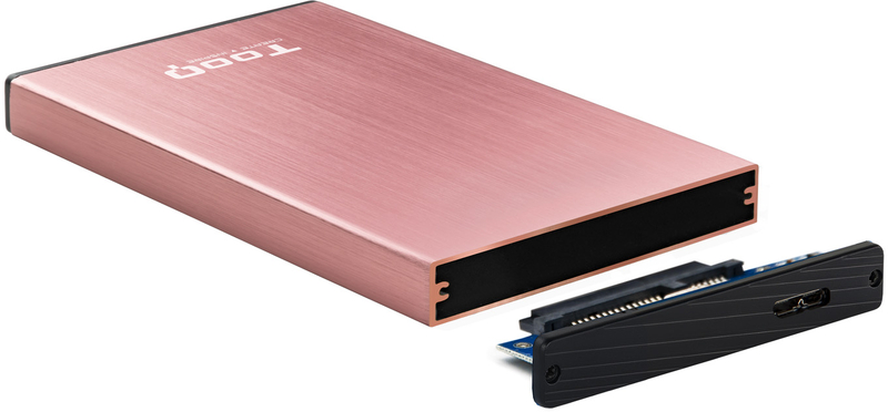 Tooq - Caja Externa HDD Tooq 2.5" SATA (9,5mm) - USB 3.0/3.1 Gen 1 Rosa Metalizado