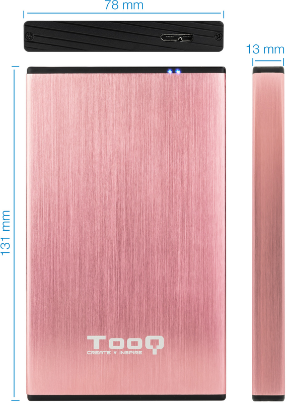 Tooq - Caja Externa HDD Tooq 2.5" SATA (9,5mm) - USB 3.0/3.1 Gen 1 Rosa Metalizado