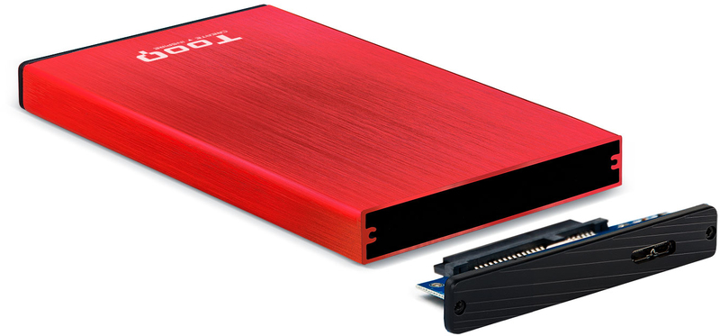 Tooq - Caja Externa HDD Tooq 2.5" SATA (9,5mm) - USB 3.0/3.1 Gen 1 Rojo Metalizado