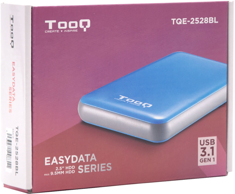 Tooq - Caja Externa HDD Tooq 2.5" SATA (9,5mm) UASP Tool Less - USB 3.1 Gen 1 Azul