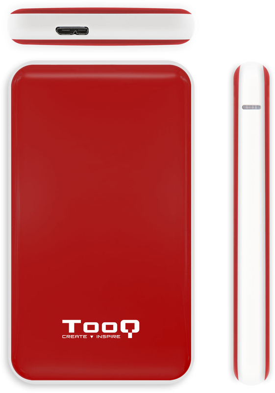 Tooq - Caja Externa HDD Tooq 2.5" SATA (9,5mm) UASP Tool Less - USB 3.1 Gen 1 Rojo