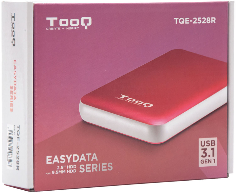 Tooq - Caja Externa HDD Tooq 2.5" SATA (9,5mm) UASP Tool Less - USB 3.1 Gen 1 Rojo