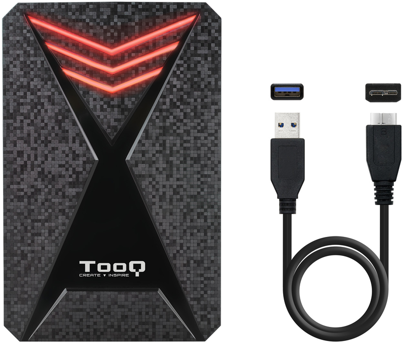 Tooq - Caja Externa HDD Gaming Tooq 2.5" SATA (9,5mm) - USB 3.1 Gen 1 Negro RGB