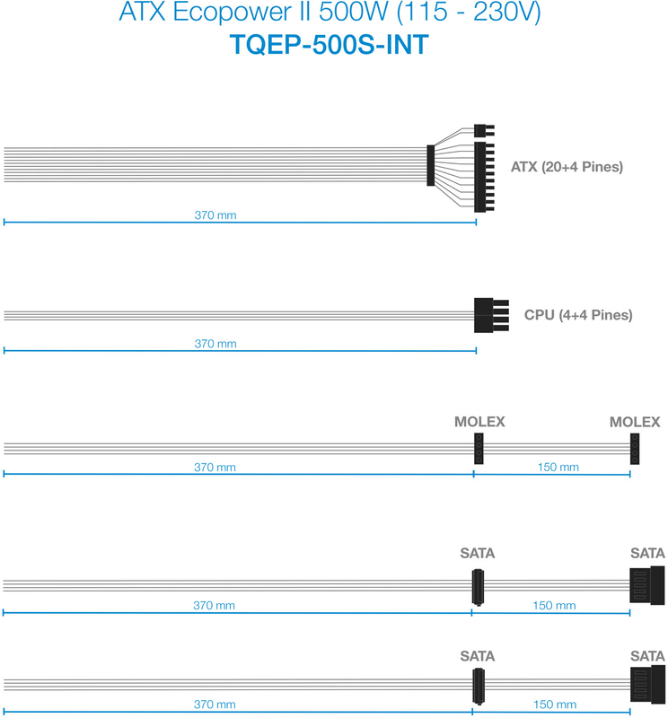 Tooq - Fuente Alimentación Tooq Ecopower II ATX 500W (S/Cable Alim)