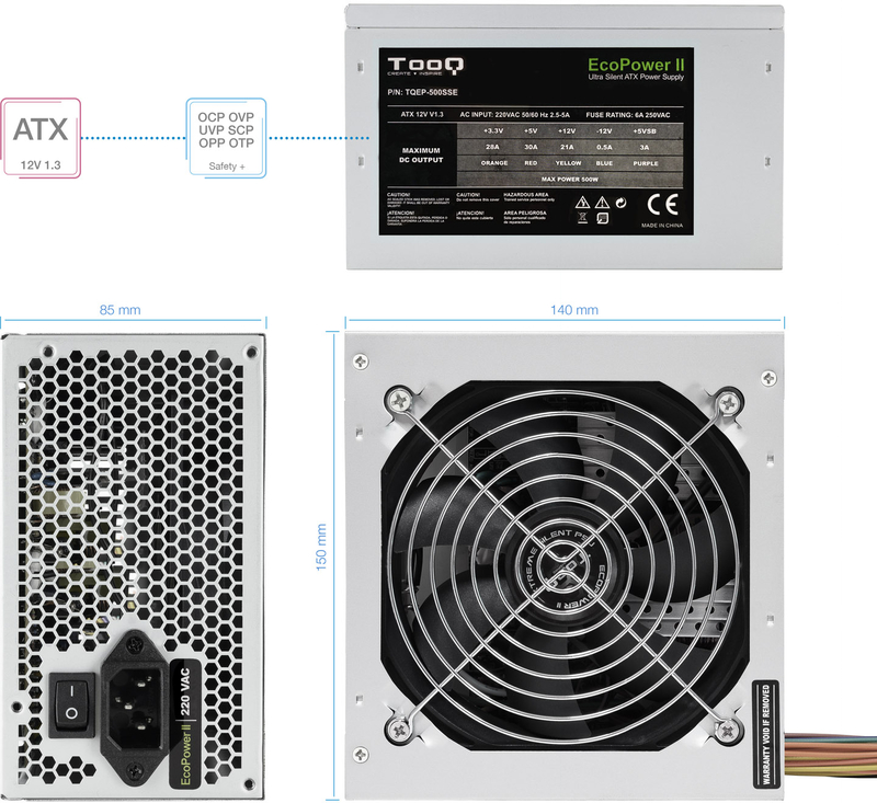 Tooq - Fuente Alimentación Tooq Ecopower II ATX 500W