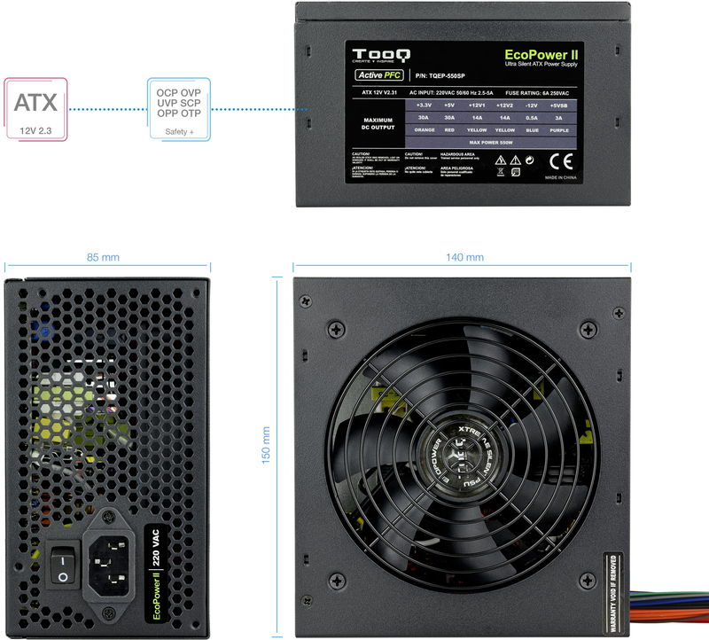 Tooq - Fuente Alimentación Tooq Ecopower II ATX 550W PFC Activo