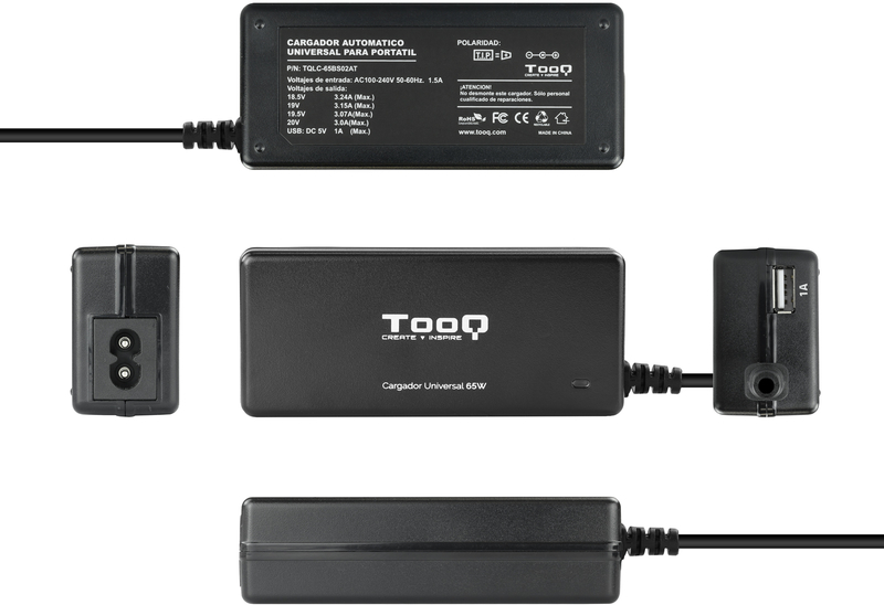 Tooq - ** B Grade ** Cargador de Portátil Tooq 65W 1x USB Automático