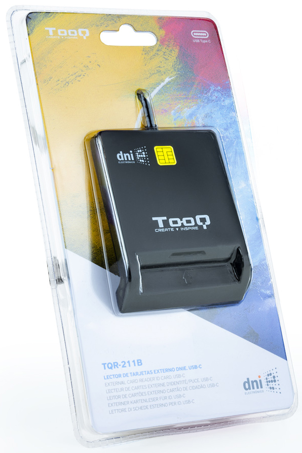 Tooq - Lector de Tarjetas Tooq - Tarjeta Inteligentes / DNIe 4.0 / SIM USB-C Negro