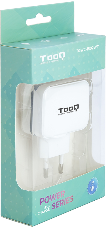 Tooq - Cargador Tooq 2x USB 5V 3.4A com Controlo AI - Blanco
