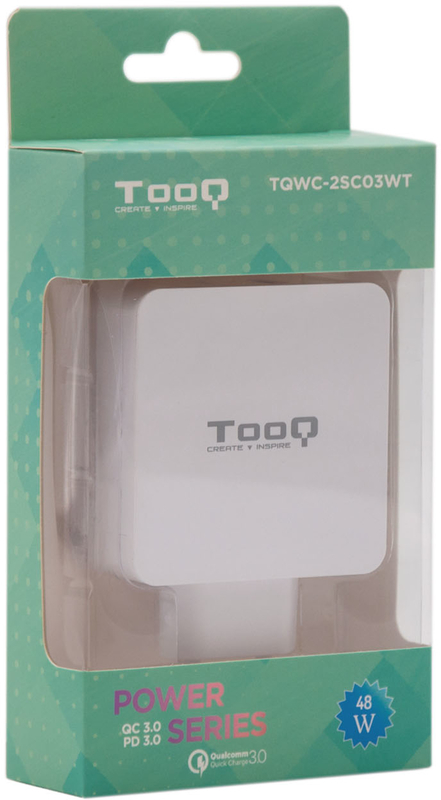 Tooq - Cargador Tooq Duplo USB-C PD + USB-A QC 3.0 48W Blanco