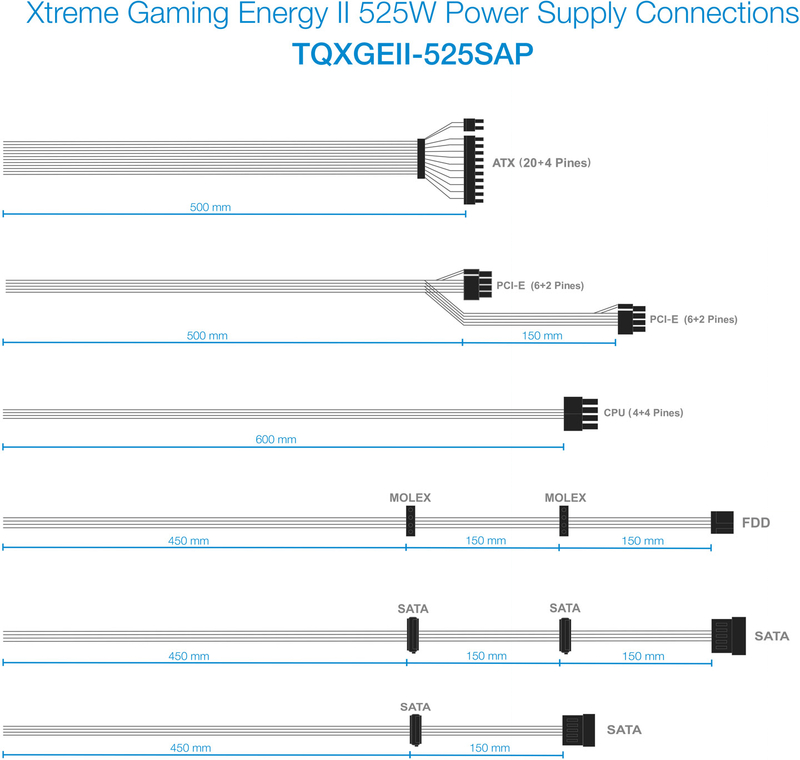 Tooq - Fuente Alimentación Tooq Xtreme Gaming Energy II 525W 80+ Bronze c/LED