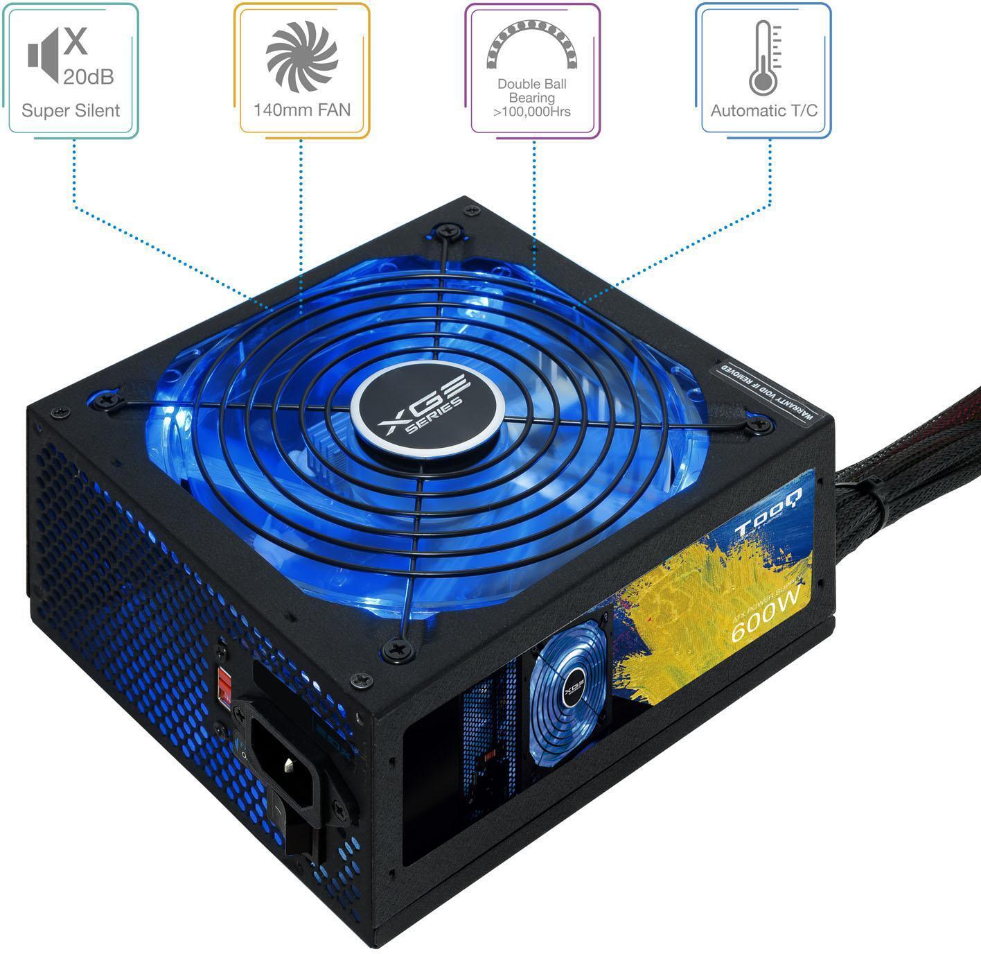 Tooq - ** B Grade ** Fuente Alimentación Tooq Xtreme Gaming Energy II 600W 80+ Bronze c/LED