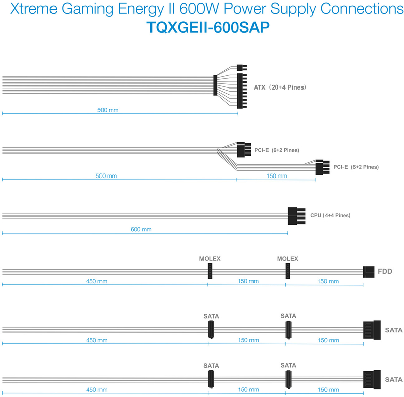 Tooq - Fuente Alimentación Tooq Xtreme Gaming Energy II 600W 80+ Bronze c/LED