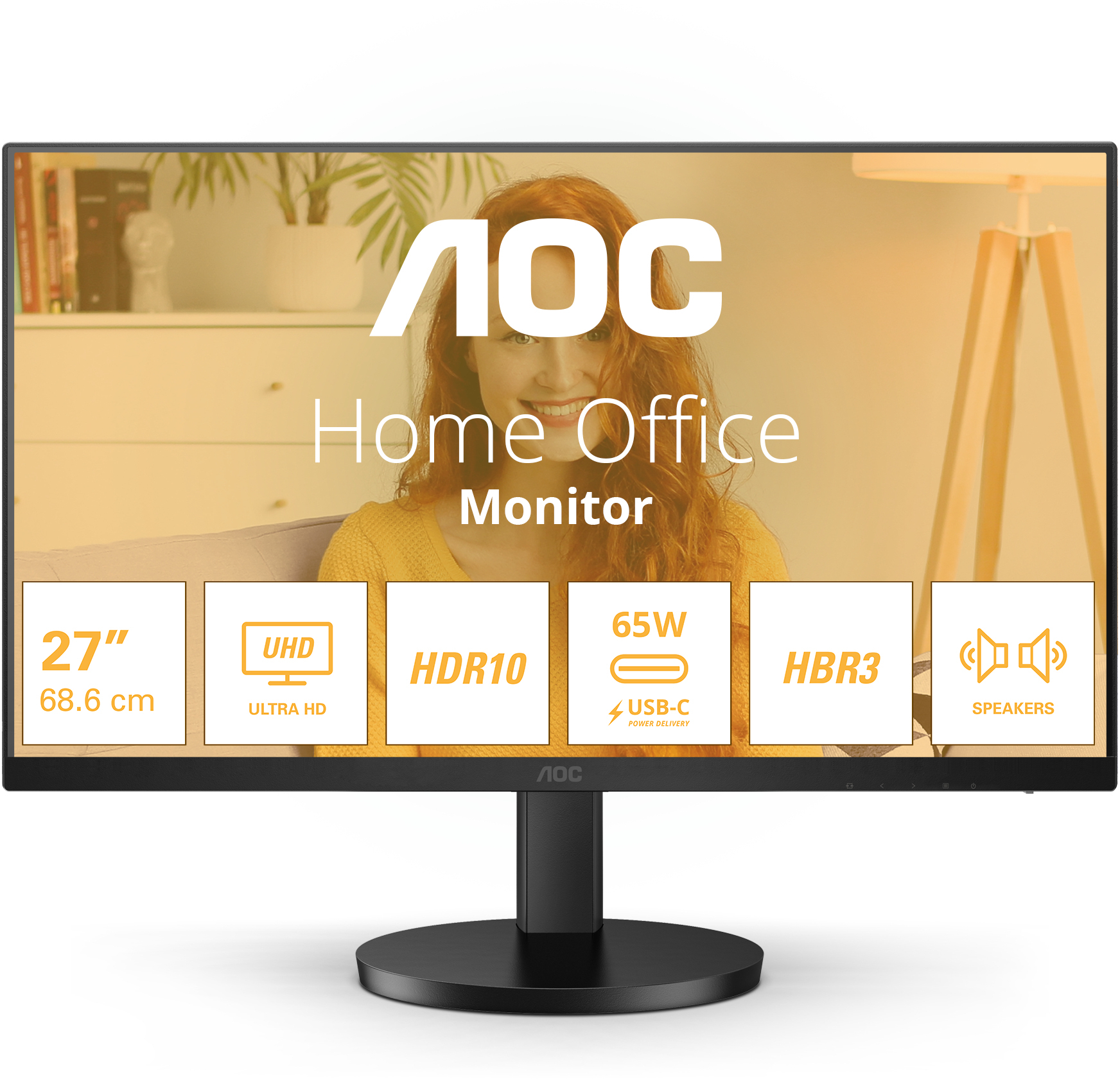 AOC - Monitor AOC 27" U27B3CF IPS 4K 60Hz USB-C (PD65W) Ajuste em Altura