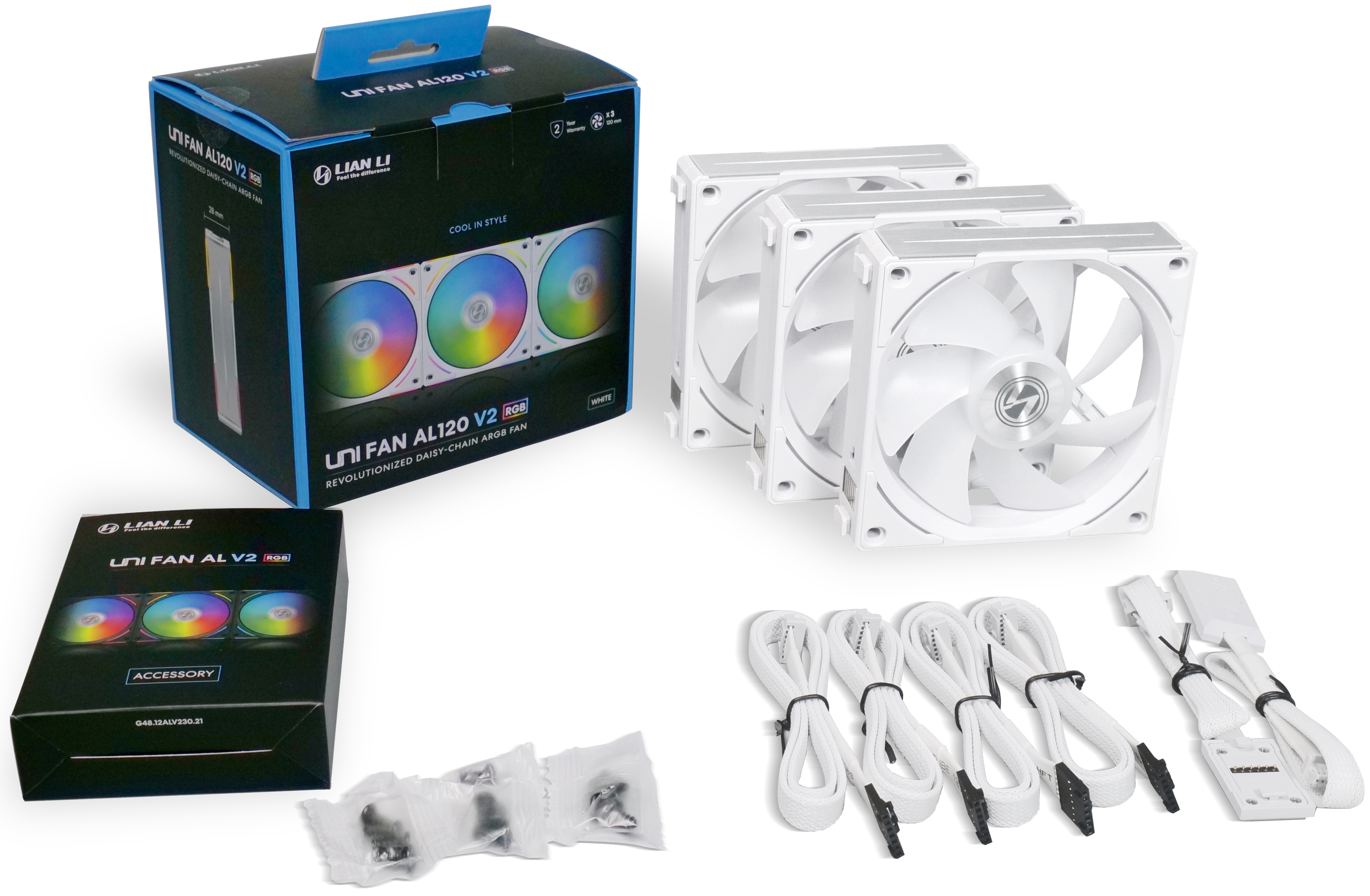 Lian Li - Ventilador Lian Li UNI AL120 V2 RGB PWM Blanco 120mm (Pack 3)