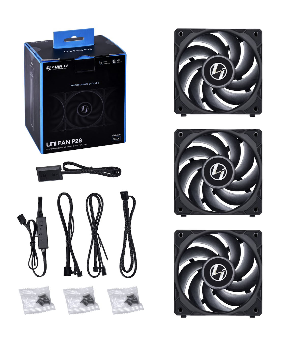 Lian Li - Ventilador Lian Li UNI P28 PWM Negro 120mm (Pack 3)