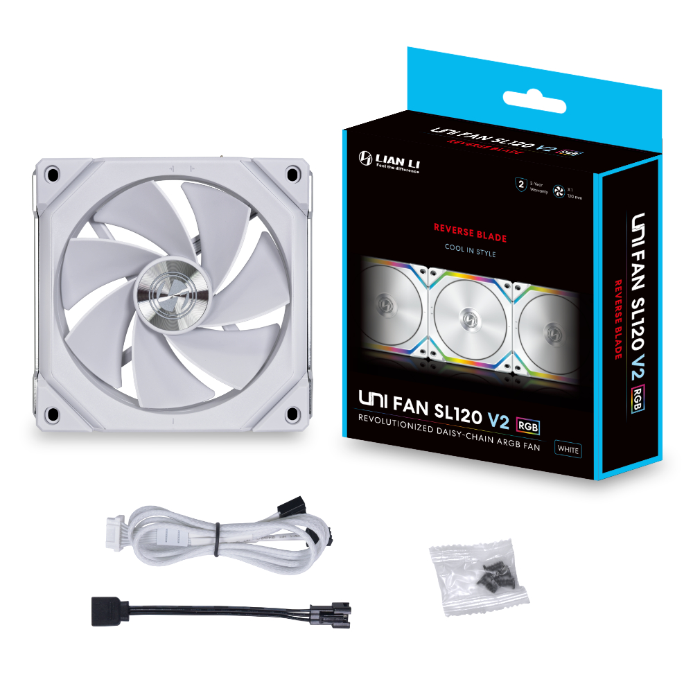 Lian Li - Ventilador Lian Li UNI SL120 V2 ARGB Reverse Blade PWM Blanco 120mm