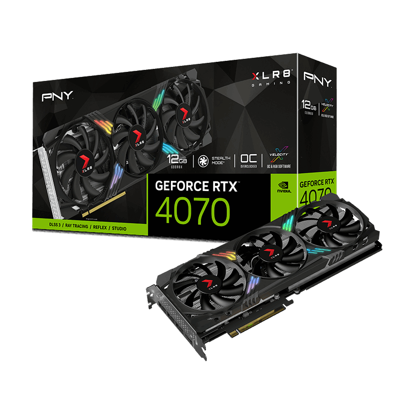 PNY - Tarjeta Gráfica PNY GeForce® RTX 4070 XLR8 Gaming VERTO OC 12GB GDDR6 DLSS3