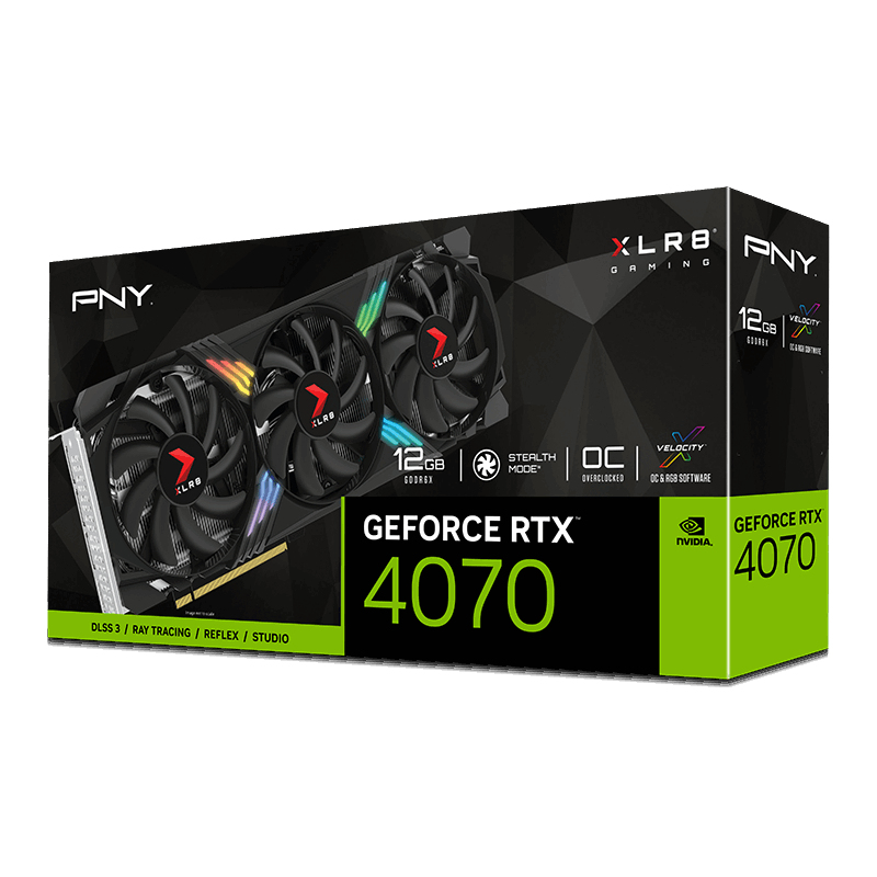 PNY - Tarjeta Gráfica PNY GeForce® RTX 4070 XLR8 Gaming VERTO OC 12GB GDDR6 DLSS3