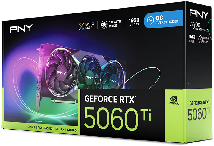 PNY - Tarjeta Gráfica PNY GeForce® RTX 5060 Ti Gaming RGB Triple Fan OC 16GB GDDR7 DLSS4