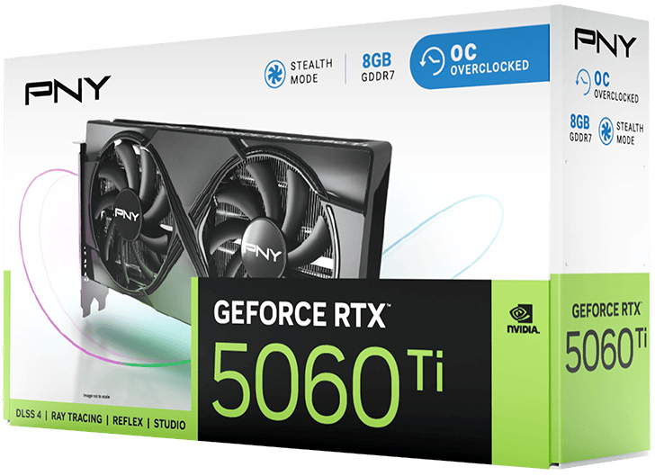 PNY - Tarjeta Gráfica PNY GeForce® RTX 5060 Ti Dual Fan OC 8GB GDDR7 DLSS4