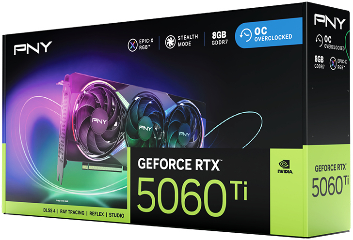 PNY - Tarjeta Gráfica PNY GeForce® RTX 5060 Ti Gaming RGB Triple Fan OC 8GB GDDR7 DLSS4