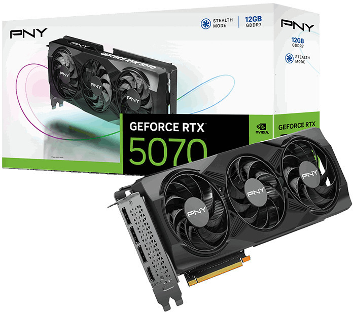 PNY - Tarjeta Gráfica PNY GeForce® RTX 5070 Gaming Triple Fan OC 12GB GDDR7 DLSS4