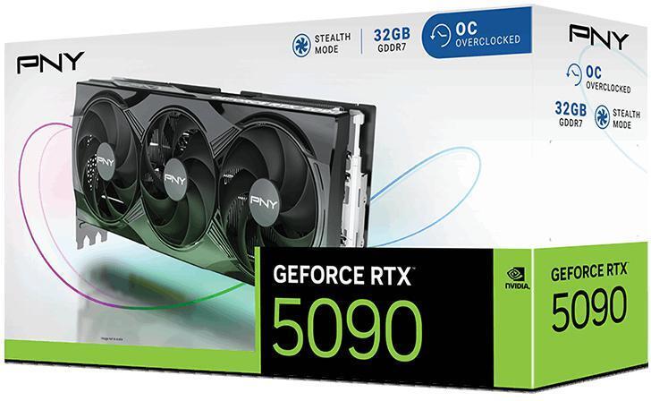 PNY - Tarjeta Gráfica PNY GeForce® RTX 5090 Gaming Triple Fan OC 32GB GDDR7 DLSS4