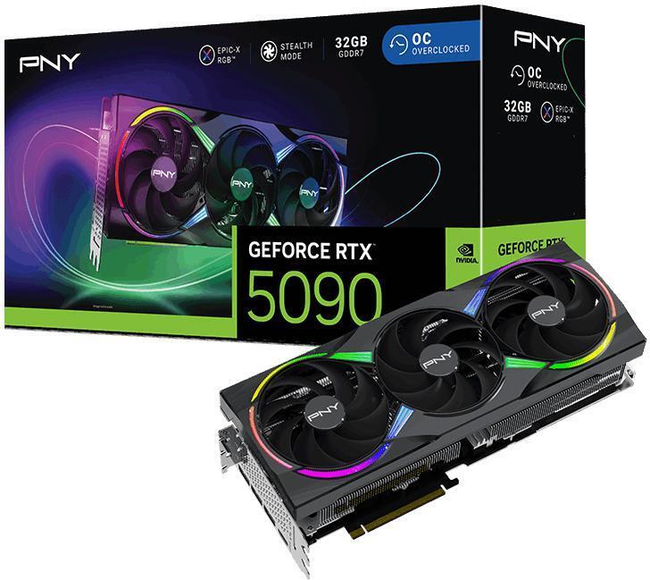 PNY - Tarjeta Gráfica PNY GeForce® RTX 5090 Gaming RGB Triple Fan OC 32GB GDDR7 DLSS4